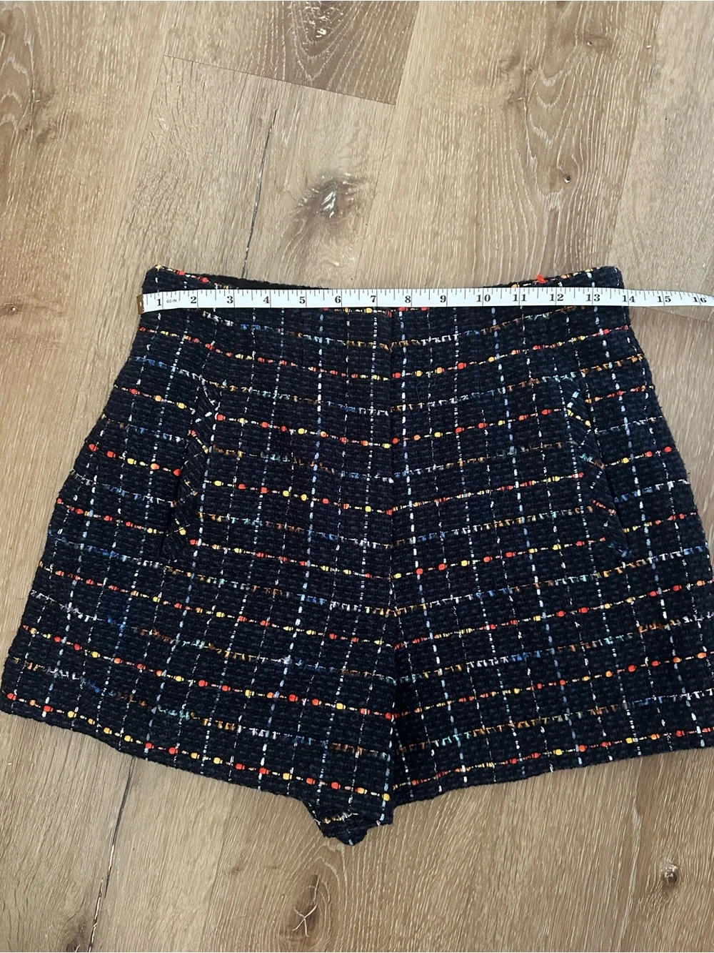 Veronica Beard Navy Blue Tweed Short with Multicolored Threads